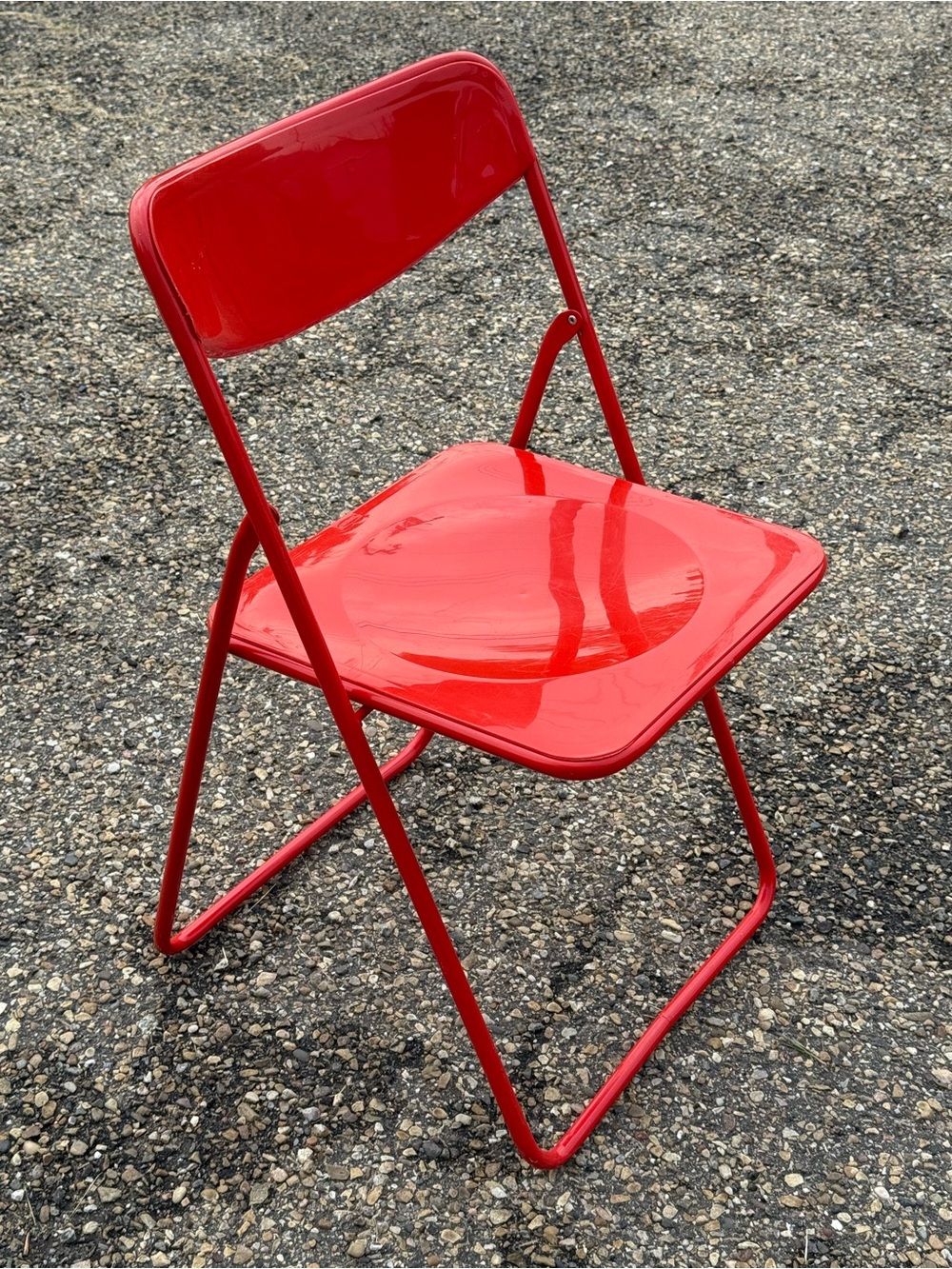 Red IKEA TED Vintage Folding Chair Metal Acrylic c1980s by Niels Gammelgaard N1